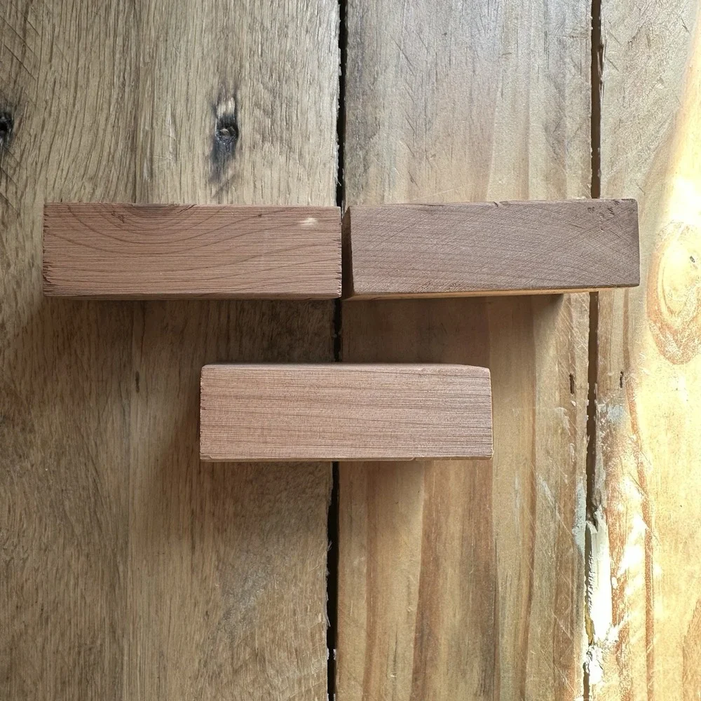 Vintage LL Bean CEDAR Wood Blocks Rare ‎ (SET of 3) Mountain Scene